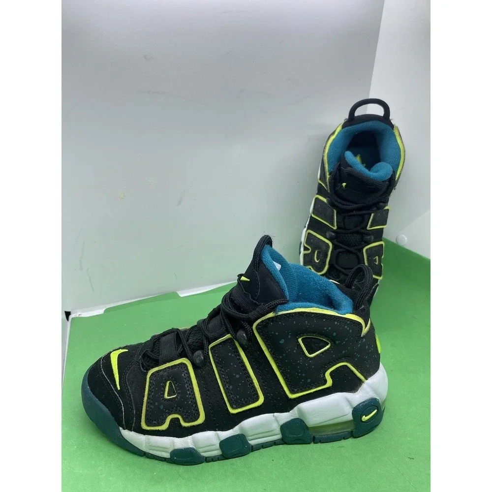 Nike Air More Uptempo Mid Black Geode Teal 2023 Kids Sz 4.5Y DZ2809-001